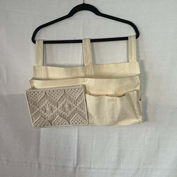 Conforming Macrame Boho Dorm Bed Caddy Organizer Remote Cream - 0198 - Picture 1 of 4